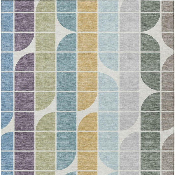 HomeRoots 10' Geometric Washable Area Rug in Pale Aqua, Purple & Copper - Stylish Indoor/Outdoor Decor Solution 691205