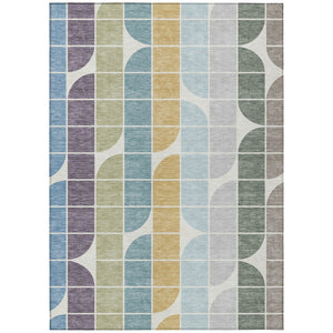 HomeRoots 10' Geometric Washable Area Rug in Pale Aqua, Purple & Copper - Stylish Indoor/Outdoor Decor Solution 691205
