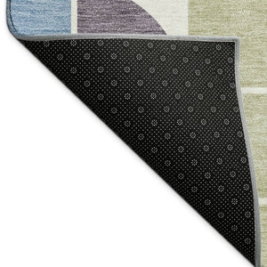HomeRoots 10' Geometric Washable Area Rug in Pale Aqua, Purple & Copper - Stylish Indoor/Outdoor Decor Solution 691205