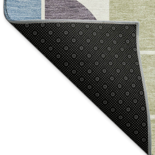 HomeRoots 10' Geometric Washable Area Rug in Pale Aqua, Purple & Copper - Stylish Indoor/Outdoor Decor Solution 691205