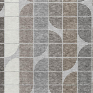 HomeRoots 9' X 12' Geometric Washable Area Rug in Silver, Brown & Gray - Perfect for Indoor & Outdoor Spaces! 691210