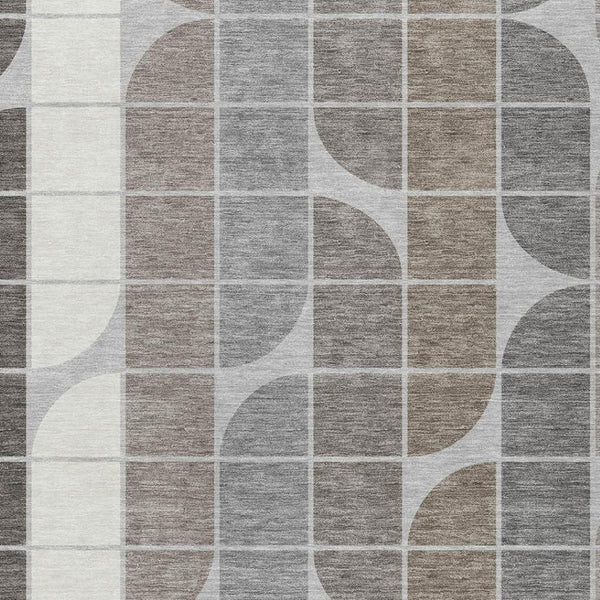 HomeRoots 9' X 12' Geometric Washable Area Rug in Silver, Brown & Gray - Perfect for Indoor & Outdoor Spaces! 691210