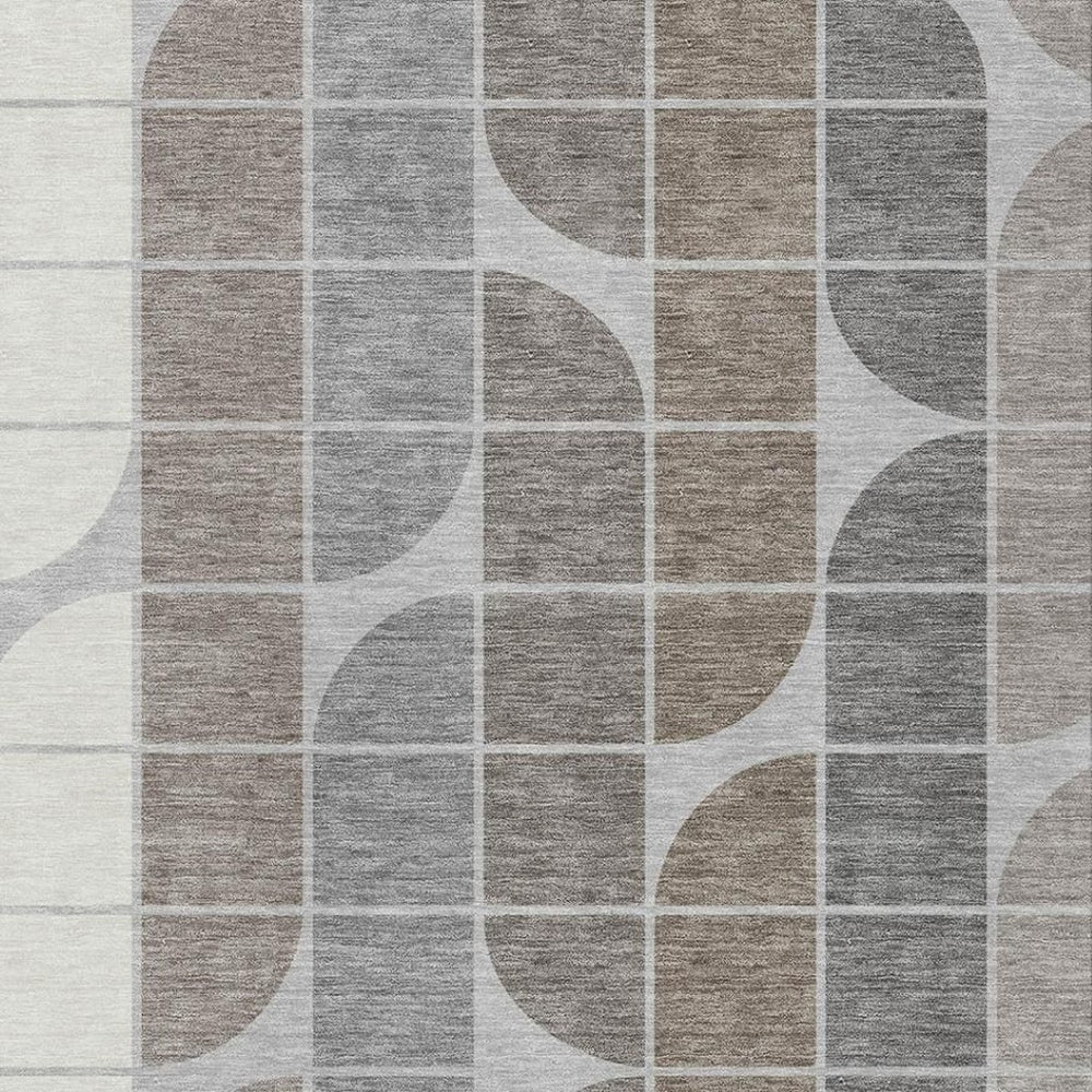 HomeRoots 10' Modern Silver Brown Gray Geometric Area Rug - Durable, Washable, Indoor/Outdoor Perfect for Any Space 691211