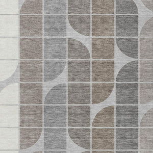 HomeRoots 10' Modern Silver Brown Gray Geometric Area Rug - Durable, Washable, Indoor/Outdoor Perfect for Any Space 691211