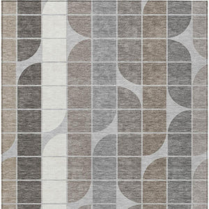 HomeRoots 10' Modern Silver Brown Gray Geometric Area Rug - Durable, Washable, Indoor/Outdoor Perfect for Any Space 691211