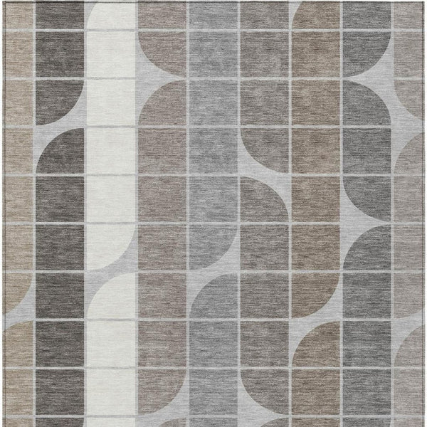 HomeRoots 10' Modern Silver Brown Gray Geometric Area Rug - Durable, Washable, Indoor/Outdoor Perfect for Any Space 691211
