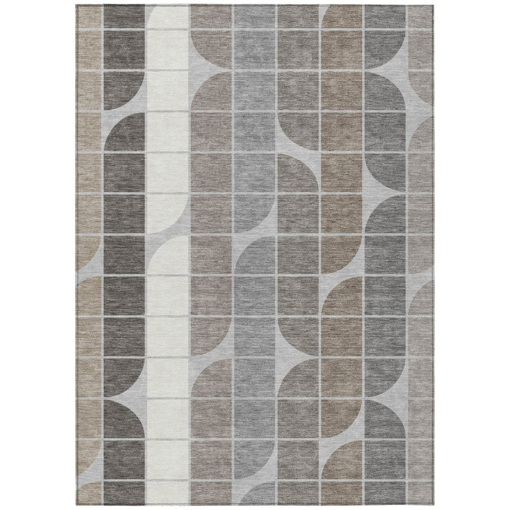 HomeRoots 10' Modern Silver Brown Gray Geometric Area Rug - Durable, Washable, Indoor/Outdoor Perfect for Any Space 691211