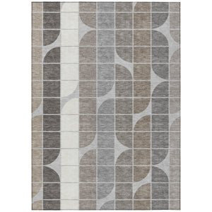 HomeRoots 10' Modern Silver Brown Gray Geometric Area Rug - Durable, Washable, Indoor/Outdoor Perfect for Any Space 691211