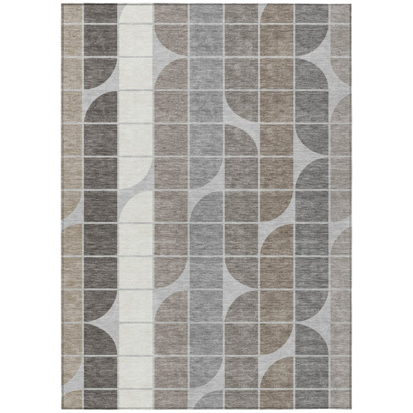 HomeRoots 10' Modern Silver Brown Gray Geometric Area Rug - Durable, Washable, Indoor/Outdoor Perfect for Any Space 691211