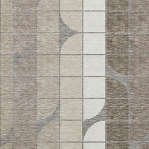 HomeRoots 9' Taupe Brown & Ivory Geometric Area Rug – Washable Indoor/Outdoor, Durable, Contemporary Design 691216
