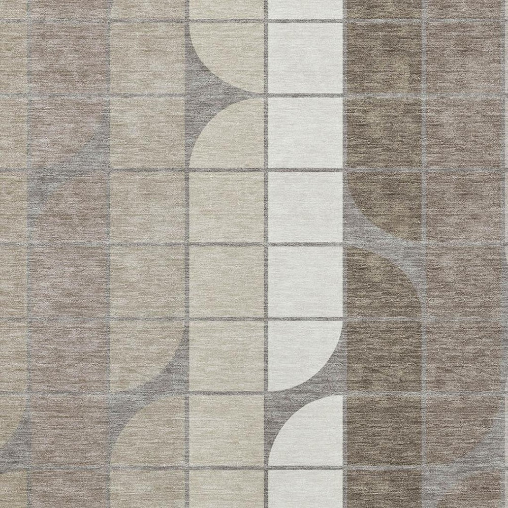 HomeRoots 10' Stylish Taupe Brown & Ivory Geometric Area Rug – Indoor/Outdoor, Washable, Durable, Versatile Design 691217