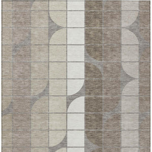HomeRoots 10' Stylish Taupe Brown & Ivory Geometric Area Rug – Indoor/Outdoor, Washable, Durable, Versatile Design 691217