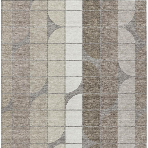 HomeRoots 10' Stylish Taupe Brown & Ivory Geometric Area Rug – Indoor/Outdoor, Washable, Durable, Versatile Design 691217
