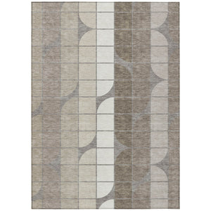 HomeRoots 10' Stylish Taupe Brown & Ivory Geometric Area Rug – Indoor/Outdoor, Washable, Durable, Versatile Design 691217