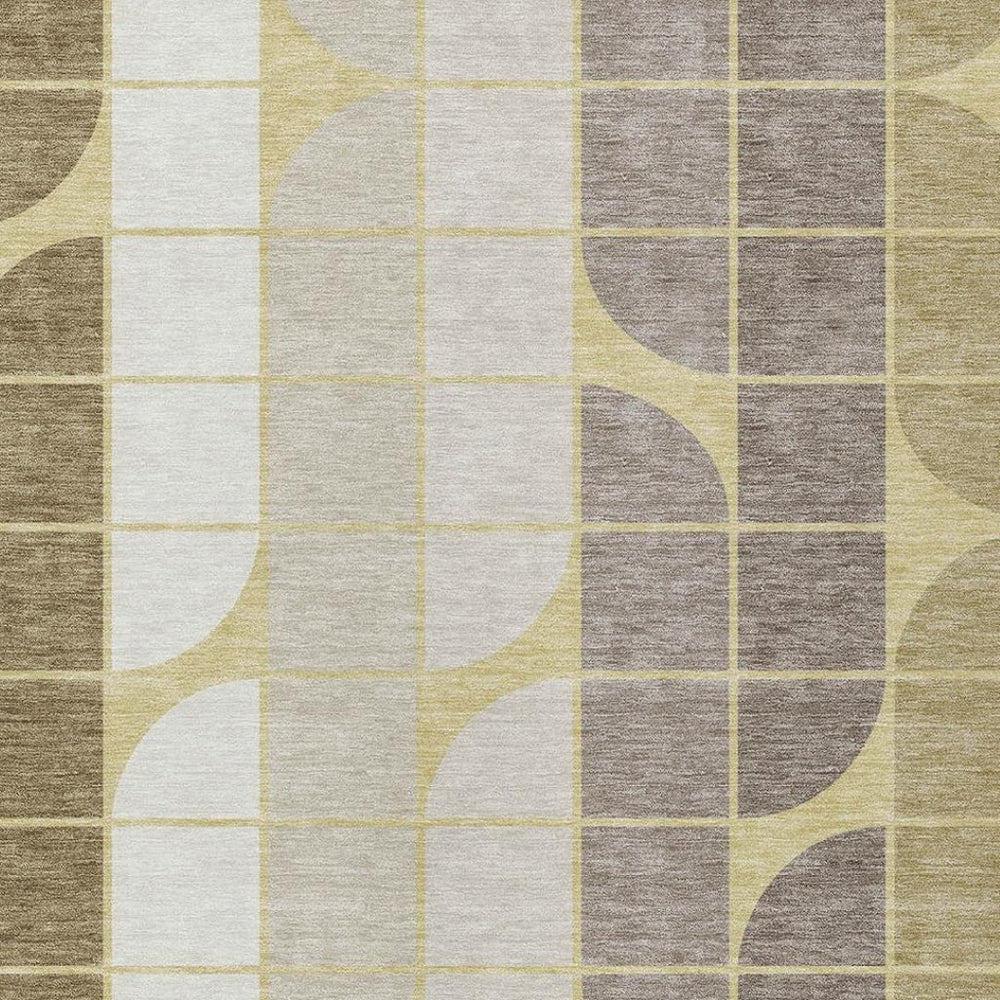 HomeRoots 8' X 10' Stylish Wheat Ivory and Brown Geometric Area Rug - Washable, Durable for Indoor/Outdoor Use 691227