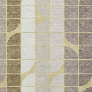 HomeRoots 9' Geometric Washable Area Rug in Wheat Ivory & Brown - Durable, Stylish for Indoor/Outdoor Spaces 691228