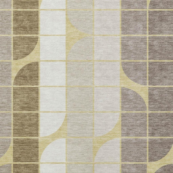 HomeRoots 9' Geometric Washable Area Rug in Wheat Ivory & Brown - Durable, Stylish for Indoor/Outdoor Spaces 691228