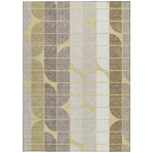 HomeRoots 10' X 14' Washable Indoor/Outdoor Rug in Wheat Ivory & Brown - Durable Geometric Design for All Spaces 691229