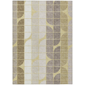 HomeRoots 10' X 14' Washable Indoor/Outdoor Rug in Wheat Ivory & Brown - Durable Geometric Design for All Spaces 691229