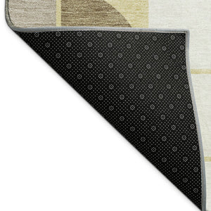 HomeRoots 10' X 14' Washable Indoor/Outdoor Rug in Wheat Ivory & Brown - Durable Geometric Design for All Spaces 691229