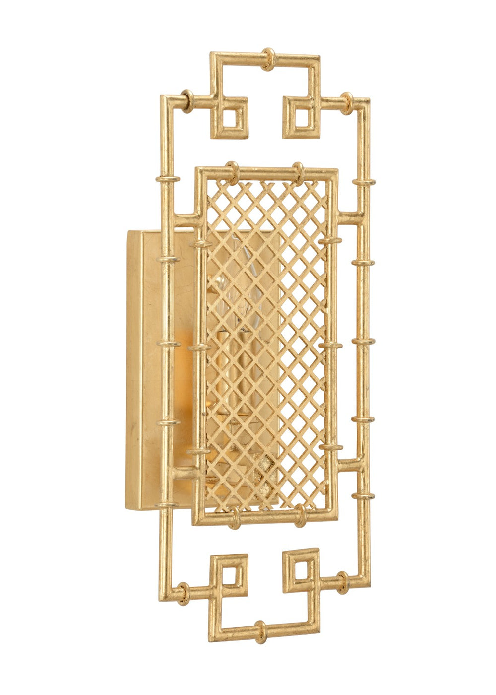 Chelsea House Benton Gold Leaf Sconce — Bamboo-Inspired Iron Wall Light, Ada Compliant, Warm Sculptural Glow 69123