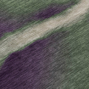 HomeRoots 8' Round Abstract Area Rug in Fern Green, Purple & Beige – Stylish, Washable & Versatile for Indoor/Outdoor Use 691238