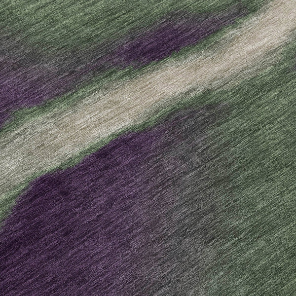 HomeRoots 8' Round Abstract Area Rug in Fern Green, Purple & Beige – Stylish, Washable & Versatile for Indoor/Outdoor Use 691238