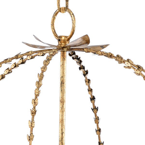 Chelsea House Hillsboro Blackened Gold Leaf Chandelier — Open Iron Sphere, 4-Light Ambient Fixture For Dining & Entryway 69124