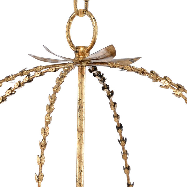 Chelsea House Hillsboro Blackened Gold Leaf Chandelier — Open Iron Sphere, 4-Light Ambient Fixture For Dining & Entryway 69124