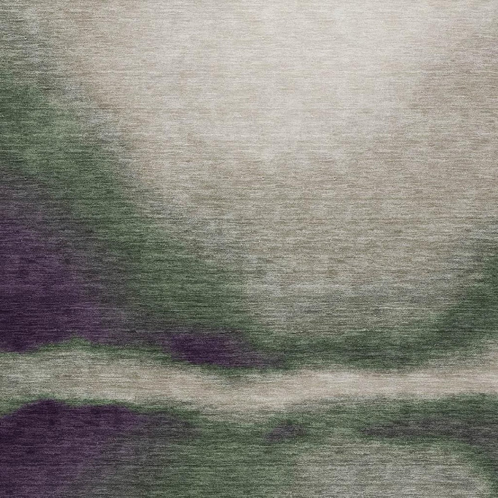 HomeRoots 9' Contemporary Abstract Washable Indoor Outdoor Area Rug in Fern Green, Purple, and Beige – Durable! 691240