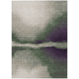 HomeRoots 9' Contemporary Abstract Washable Indoor Outdoor Area Rug in Fern Green, Purple, and Beige – Durable! 691240