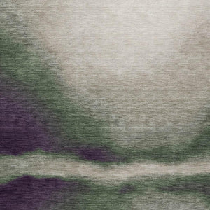 HomeRoots 10' Abstract Washable Area Rug in Fern Green, Purple & Beige - Durable Indoor/Outdoor Design! 691241