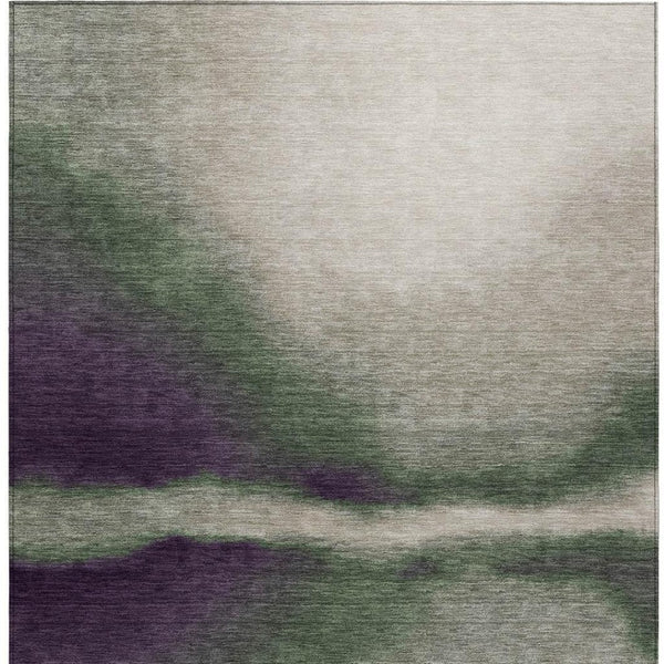 HomeRoots 10' Abstract Washable Area Rug in Fern Green, Purple & Beige - Durable Indoor/Outdoor Design! 691241
