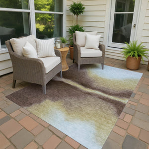 HomeRoots 9' X 12' Stylish Chocolate, Gold & Plum Abstract Washable Area Rug for Indoor & Outdoor Use 691246
