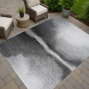 HomeRoots 5' X 8' Gray Ivory Black Abstract Washable Area Rug - Durable Indoor/Outdoor Style for Any Space 691249