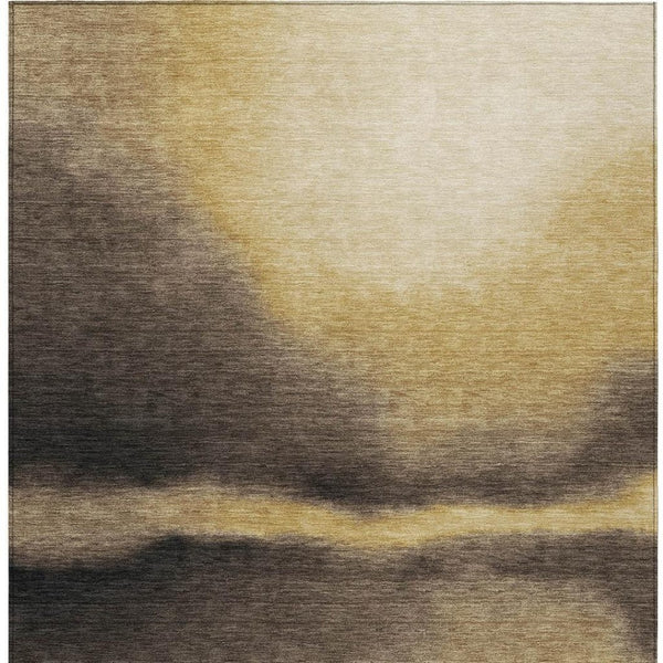 HomeRoots 10' Stylish Amber Black & Brown Abstract Washable Area Rug for Indoor/Outdoor Spaces - Durable & Chic 691259