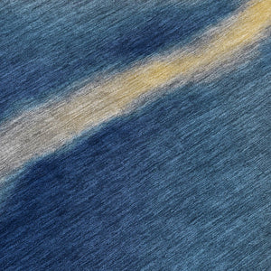 HomeRoots 10' Navy Blue, Gold & Beige Abstract Rug - Washable Indoor/Outdoor Area Rug for Stylish Durability 691265