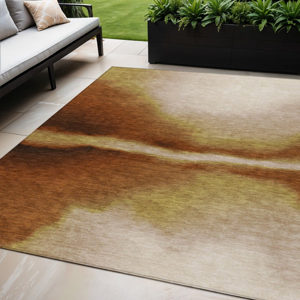 HomeRoots 5' X 8' Rust Copper and Beige Abstract Area Rug - Durable, Washable, Indoor/Outdoor Perfect for All Spaces 691267