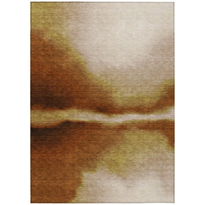 HomeRoots 8' X 10' Modern Rust Copper Beige Abstract Washable Area Rug for Indoor & Outdoor Durability 691269