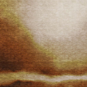 HomeRoots 8' X 10' Modern Rust Copper Beige Abstract Washable Area Rug for Indoor & Outdoor Durability 691269