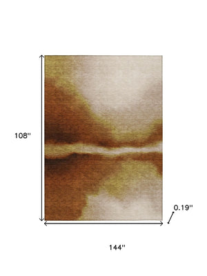 HomeRoots 9' X 12' Rust Copper Abstract Washable Area Rug – Durable, Stylish, Indoor & Outdoor Comfort! 691270