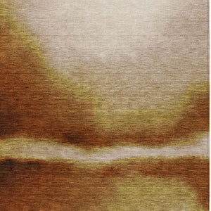 HomeRoots 9' X 12' Rust Copper Abstract Washable Area Rug – Durable, Stylish, Indoor & Outdoor Comfort! 691270