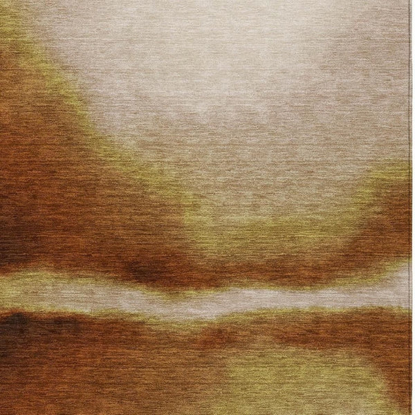 HomeRoots 9' X 12' Rust Copper Abstract Washable Area Rug – Durable, Stylish, Indoor & Outdoor Comfort! 691270
