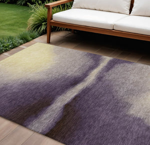 HomeRoots 10' X 14' Abstract Plum, Wheat & Ivory Area Rug – Durable, Washable, Indoor/Outdoor Style for Any Space 691277