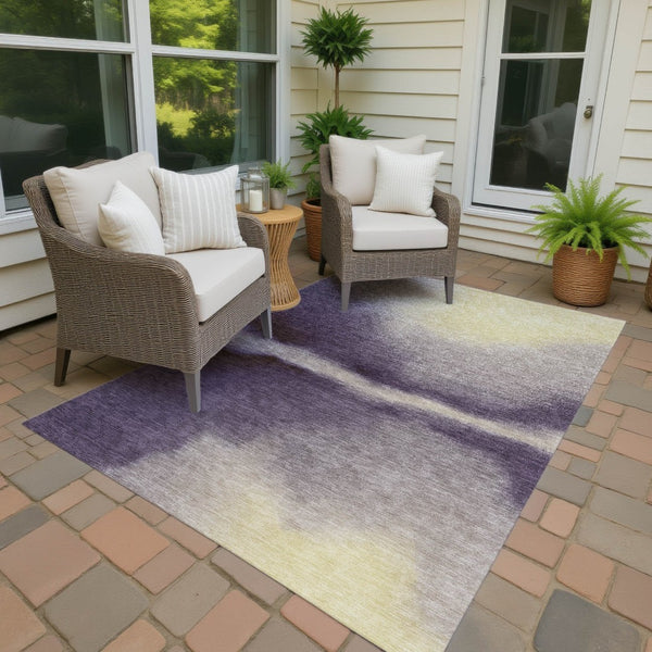 HomeRoots 10' X 14' Abstract Plum, Wheat & Ivory Area Rug – Durable, Washable, Indoor/Outdoor Style for Any Space 691277