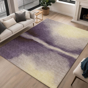 HomeRoots 10' X 14' Abstract Plum, Wheat & Ivory Area Rug – Durable, Washable, Indoor/Outdoor Style for Any Space 691277