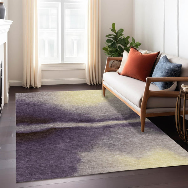 HomeRoots 10' X 14' Abstract Plum, Wheat & Ivory Area Rug – Durable, Washable, Indoor/Outdoor Style for Any Space 691277