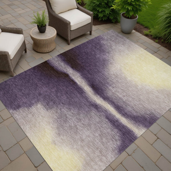 HomeRoots 10' X 14' Abstract Plum, Wheat & Ivory Area Rug – Durable, Washable, Indoor/Outdoor Style for Any Space 691277
