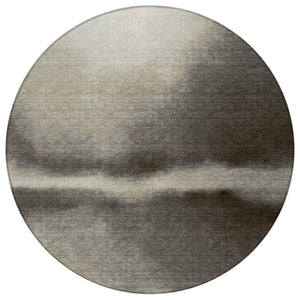 HomeRoots 8' Round Abstract Area Rug in Taupe, Beige & Black – Stylish, Washable, Durable for Indoor/Outdoor Use 691280