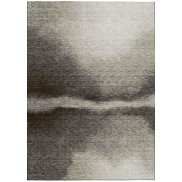 HomeRoots 9' X 12' Stylish Taupe Beige & Black Abstract Washable Area Rug for Indoor/Outdoor Durability & Appeal 691282